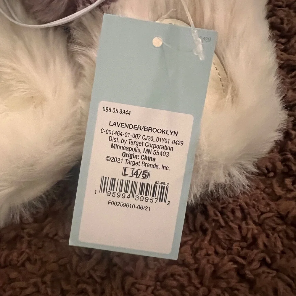 Cat & Jack Slide Slippers Girl Crossband Faux Fur Lavender Gray Size Large NWT‎